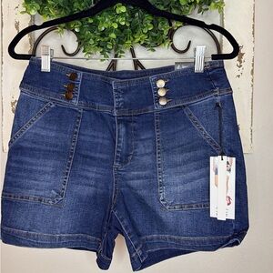 d. jeans Dark Blue Jean Shorts with Button Detail